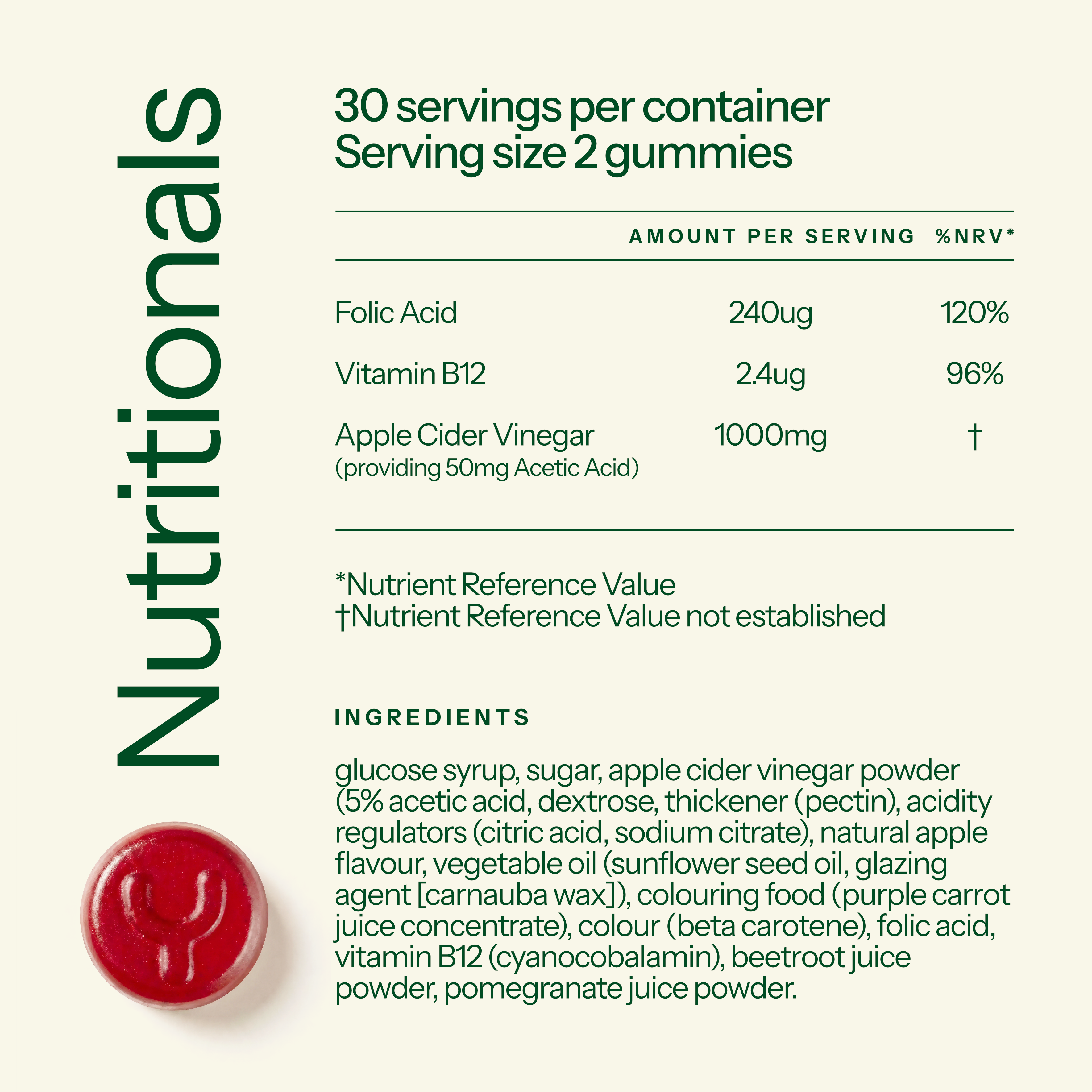 Apple Cider Vinegar Gummies with B12 & Folic Acid