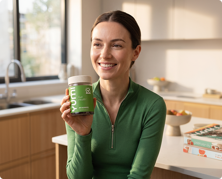 Ashwagandha gummies with a relaxed lifestyle background