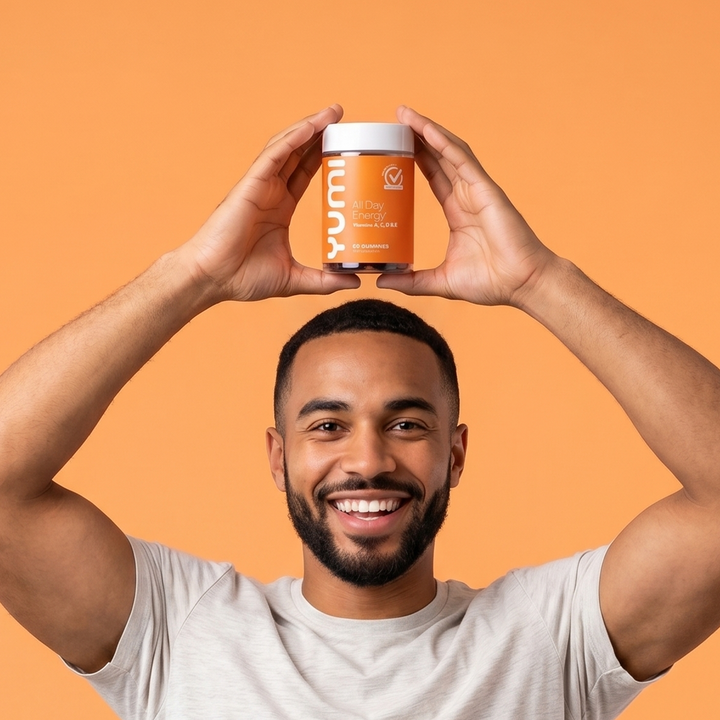 Ashwagandha gummies with a relaxed lifestyle background